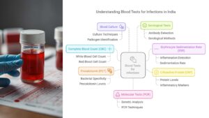 What are the different types of blood tests for detecting infections?